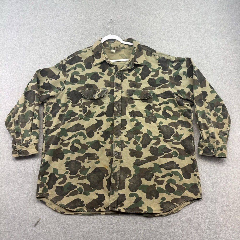 Vintage‎ CARHARTT Men's Camo Print  Outdoor Button Down Shirt Jacket XXL USA
